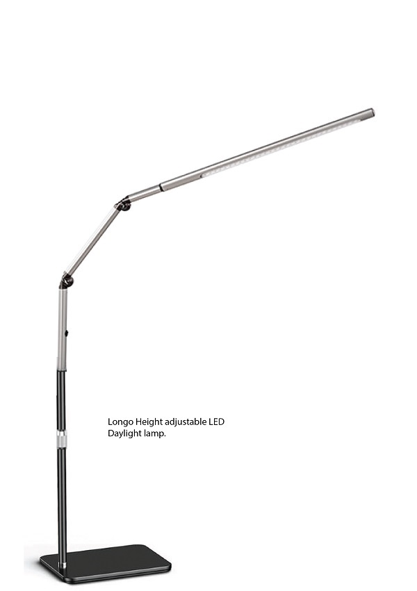 LONGO HEIGHT ADJUSTABLE FLOOR LAMP WITH TABLE CLAMP.