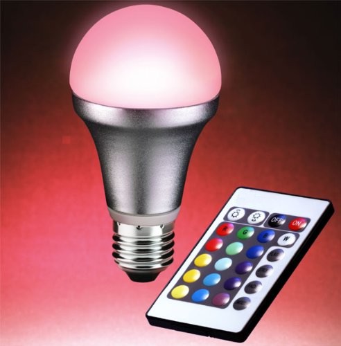 Colour Changing 5 Watt Led Eddison Screw  Bulb With Remote Control